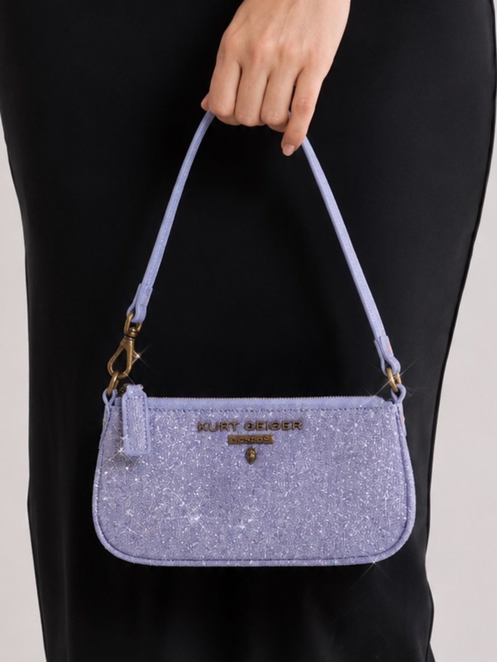 COMFY LOW 🔥 Kurt Geiger London Highgate Lavender Sparkle Mini Shoulder Bag 💫 - Picture 3 of 14